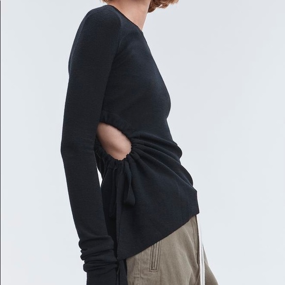 T By Alexander Wang Ruched Cut Out Sweater in grey - Picture 2 of 4